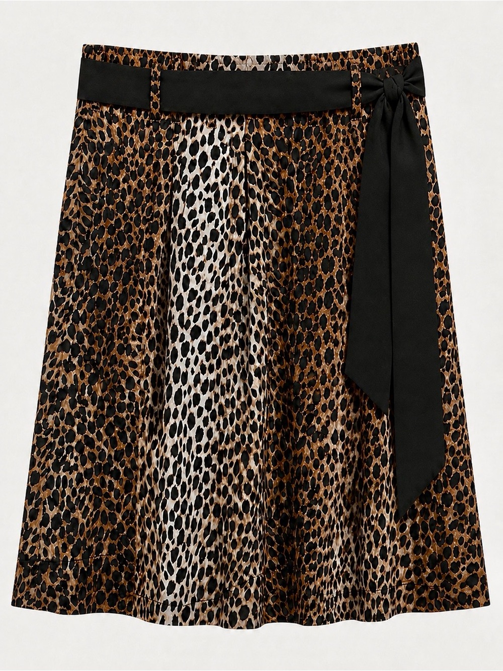 White House Black Market Leopard A-Line Skirt with Black Tie